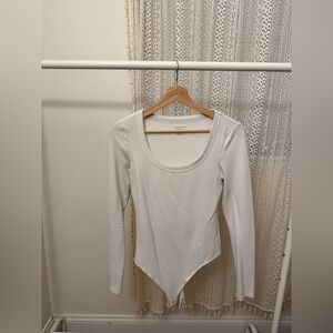 American Eagle Outfitters White Long Sleeve Bodysuit